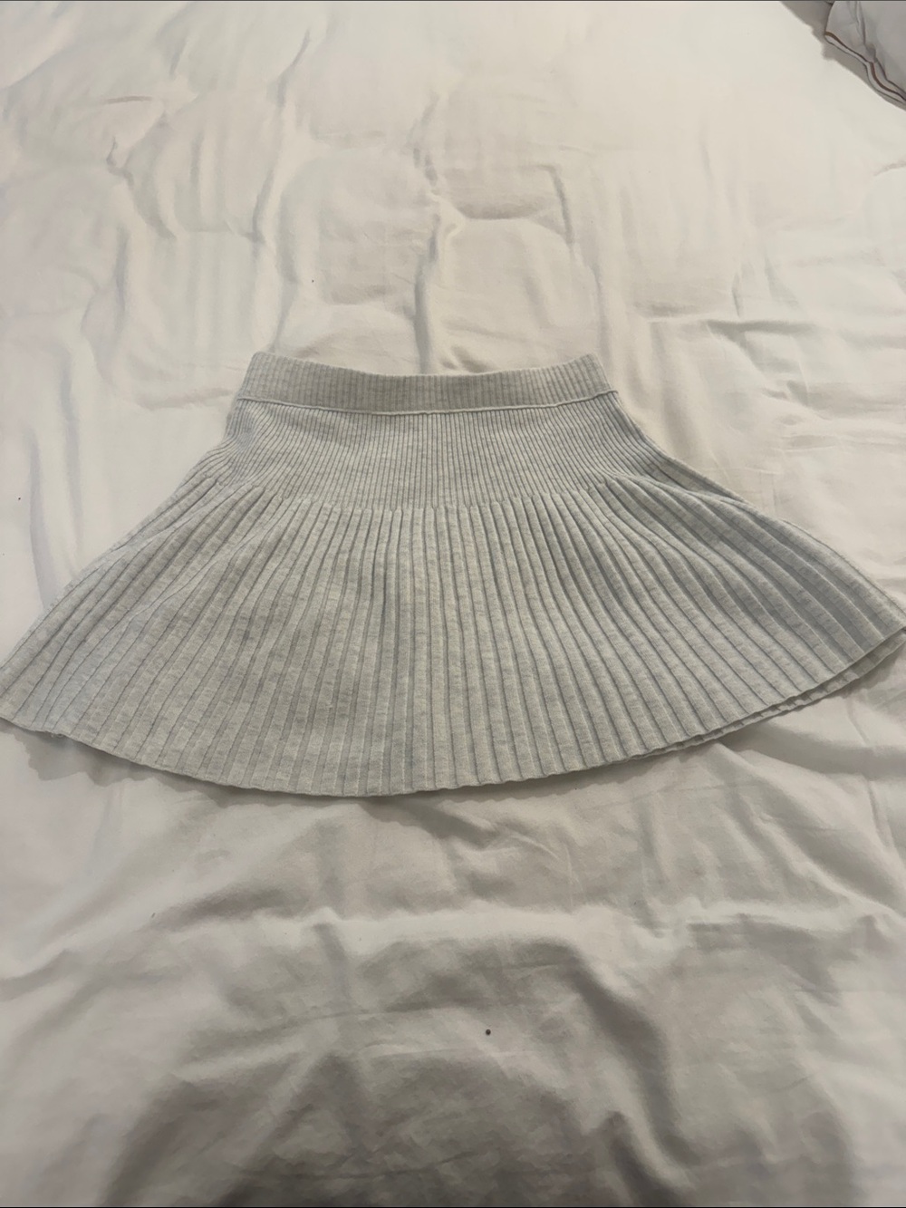 aerie Light Gray Ribbed Pleated Skater Skirt